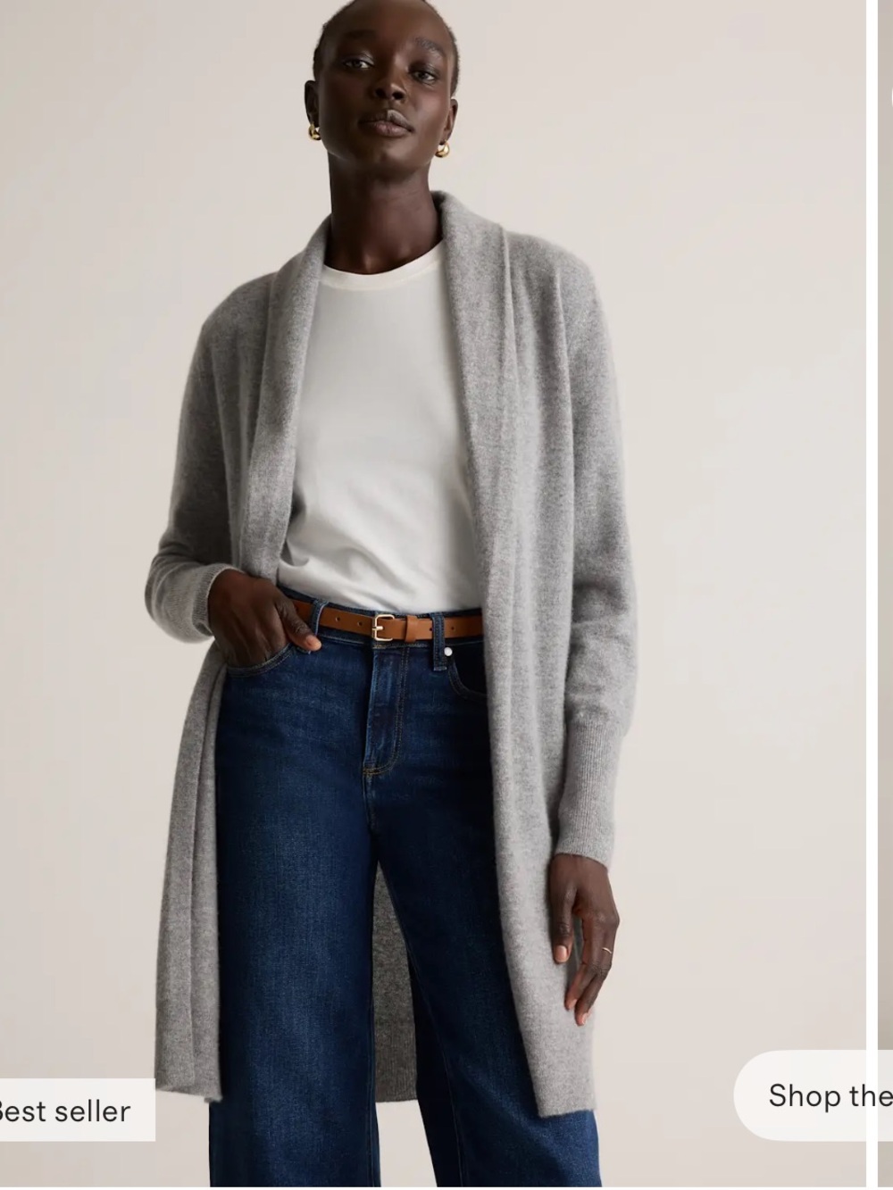 Quince tan longline duster cardigan
